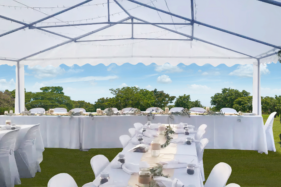 Open marquee wedding