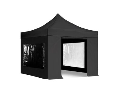 3x3m Pop Up Gazebo Elite Black With Windows