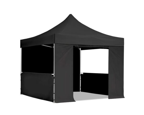 3x3m-Gazebo-OpenDoor-HalfWall-Black