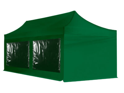 3x6m Pop Up Gazebo Elite Green With Windows