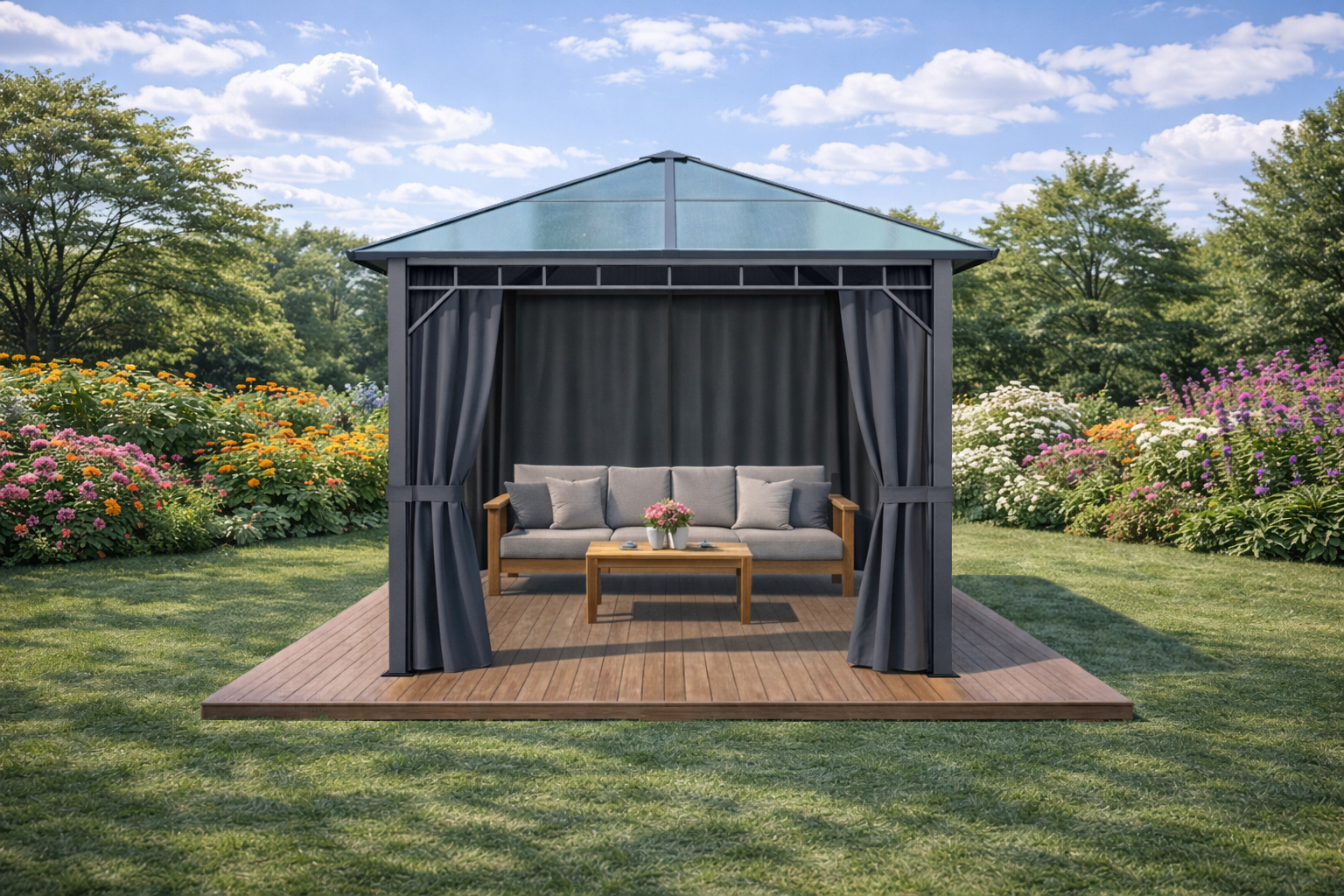 3x3m-Garden-Gazebo-Polycarbonate-roof-Grey-frame-with-Grey-curtain-1.jpg