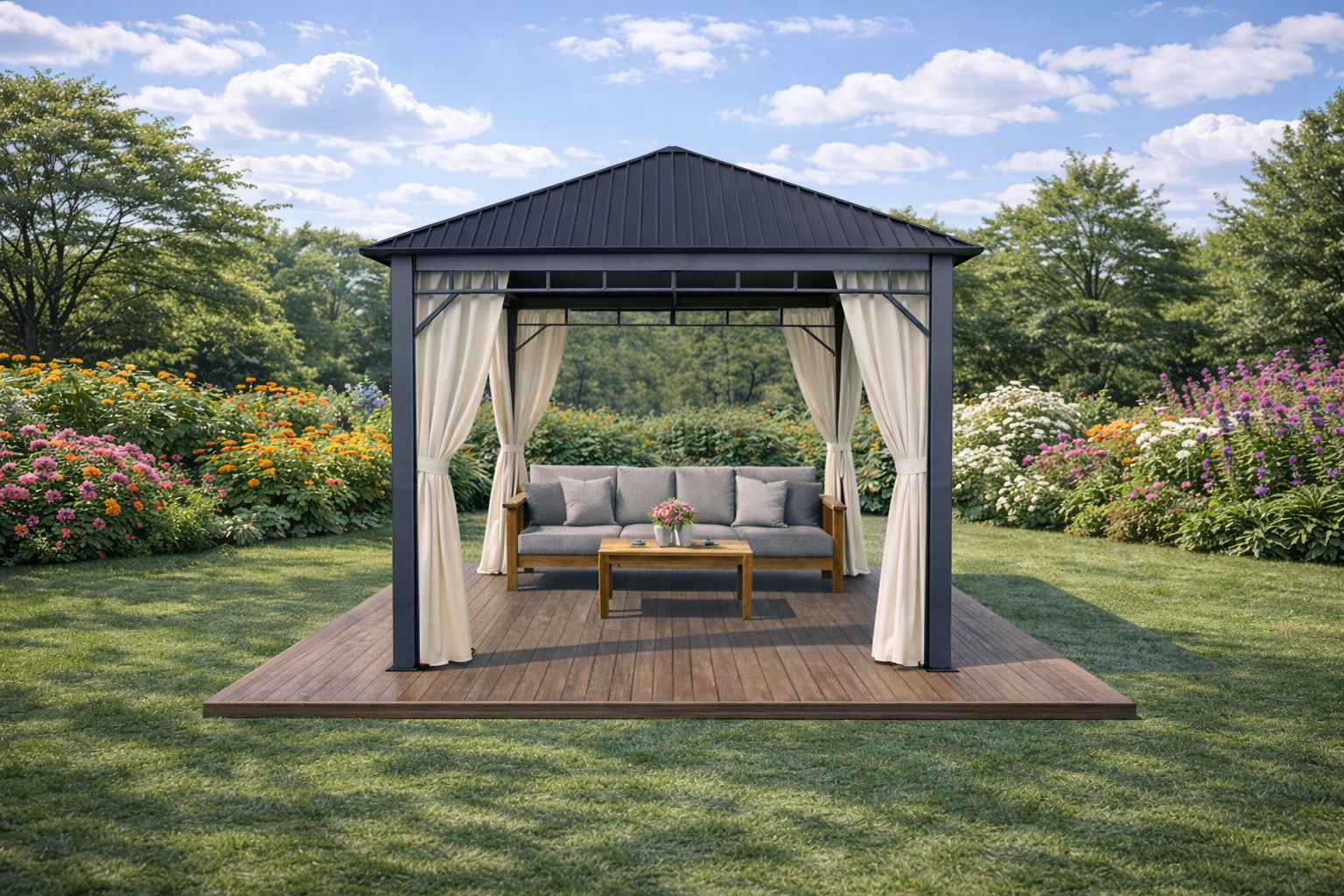 3x3m-Garden-Gazebo-Steel-roof-Grey-frame-with-Baige-curtain-1.jpg
