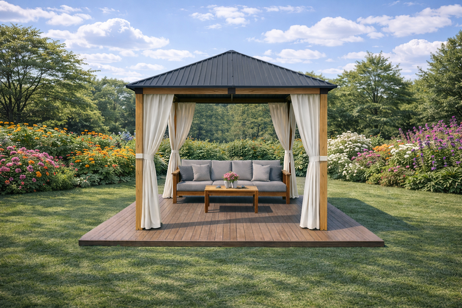 3x3m-Garden-Gazebo-Steel-roof-Wood-Effect-frame-with-Baige-curtain-1.jpg